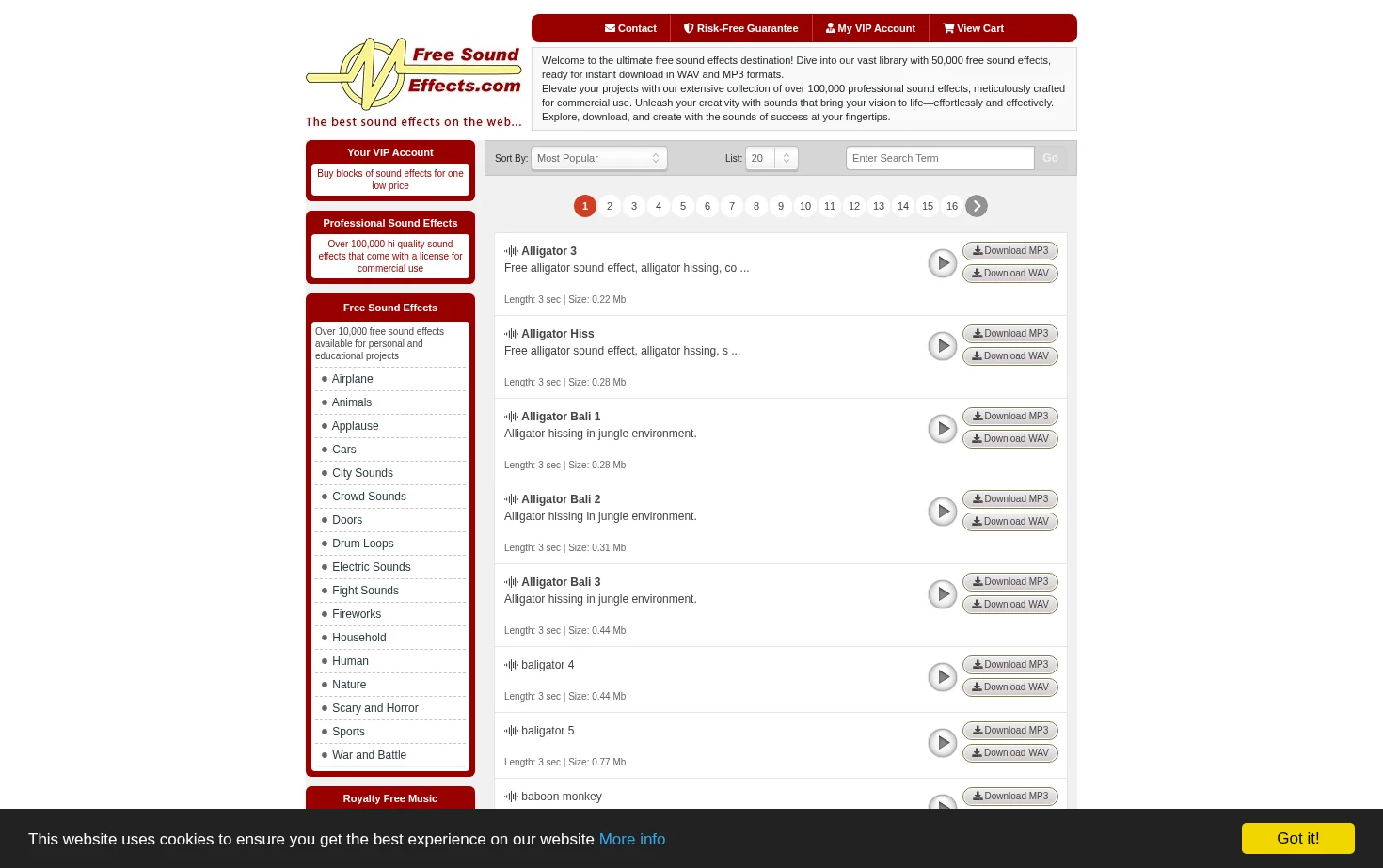 Free Sound Effects 页面快照
